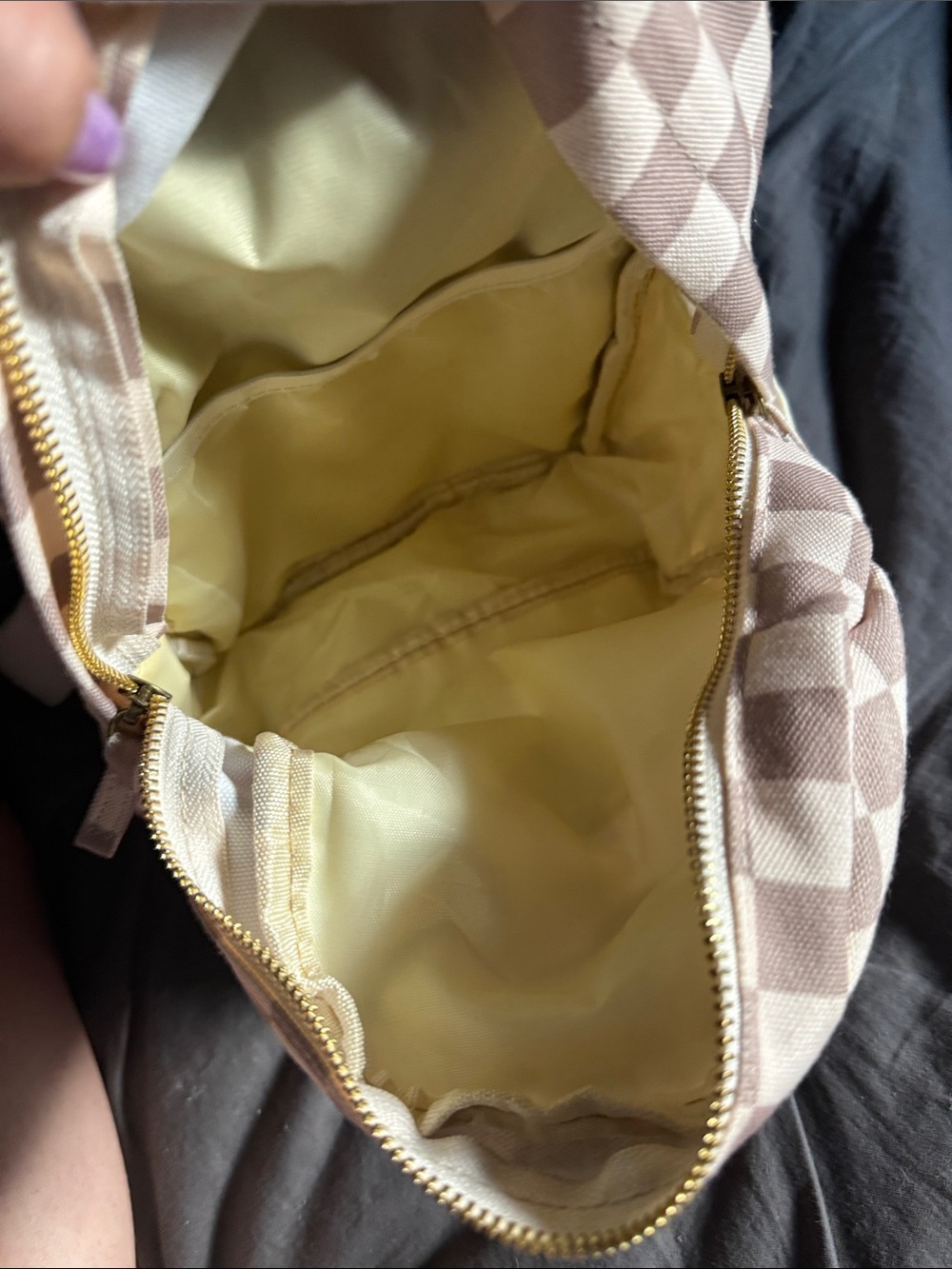 Binky Bro Toddler Cream Checkered Canvas Backpack - Picture 4 of 6